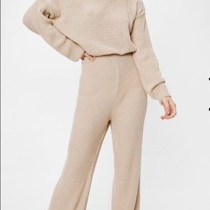 Waffle knit tan lounge pants